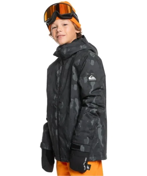 Детская куртка-пуховик с капюшоном Quiksilver Mission Printed Youth, Black — фото 4