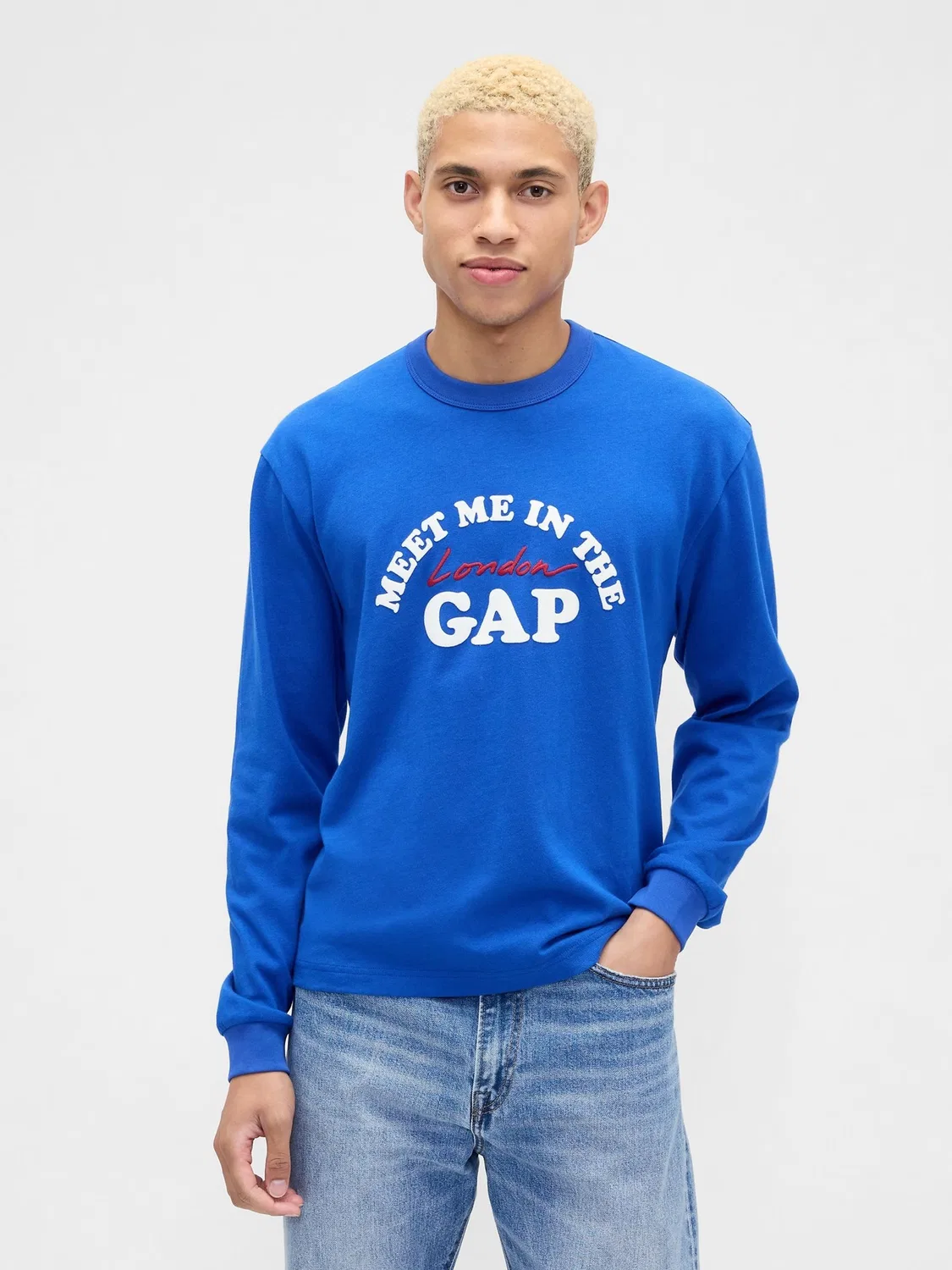 Футболка с длинным рукавом Gap London Logo, синяя