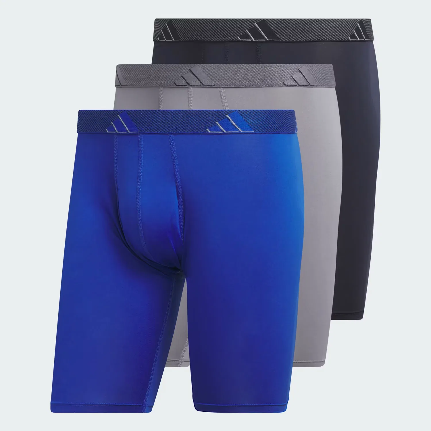Мужские трусы-боксеры удлиненные, комплект из 3 штук Adidas Performance, синий/серый — фото 4