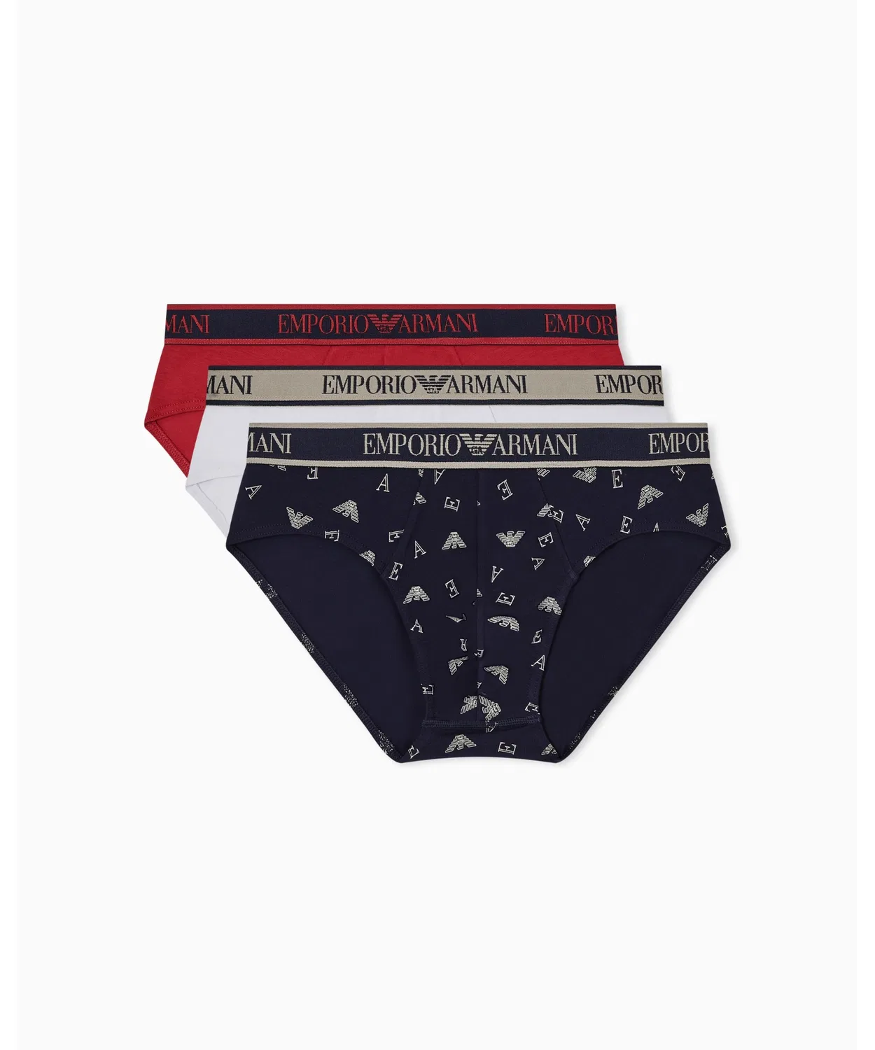 Мужские трусы-слипы с логотипом, комплект из 3 штук EMPORIO ARMANI, Red — фото 2