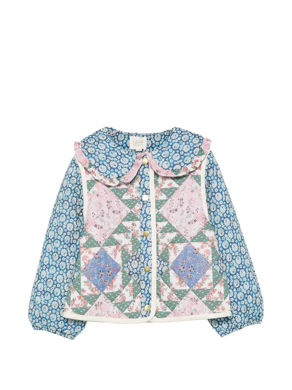Стеганая куртка в технике пэчворк Louise Misha Kids, синий
