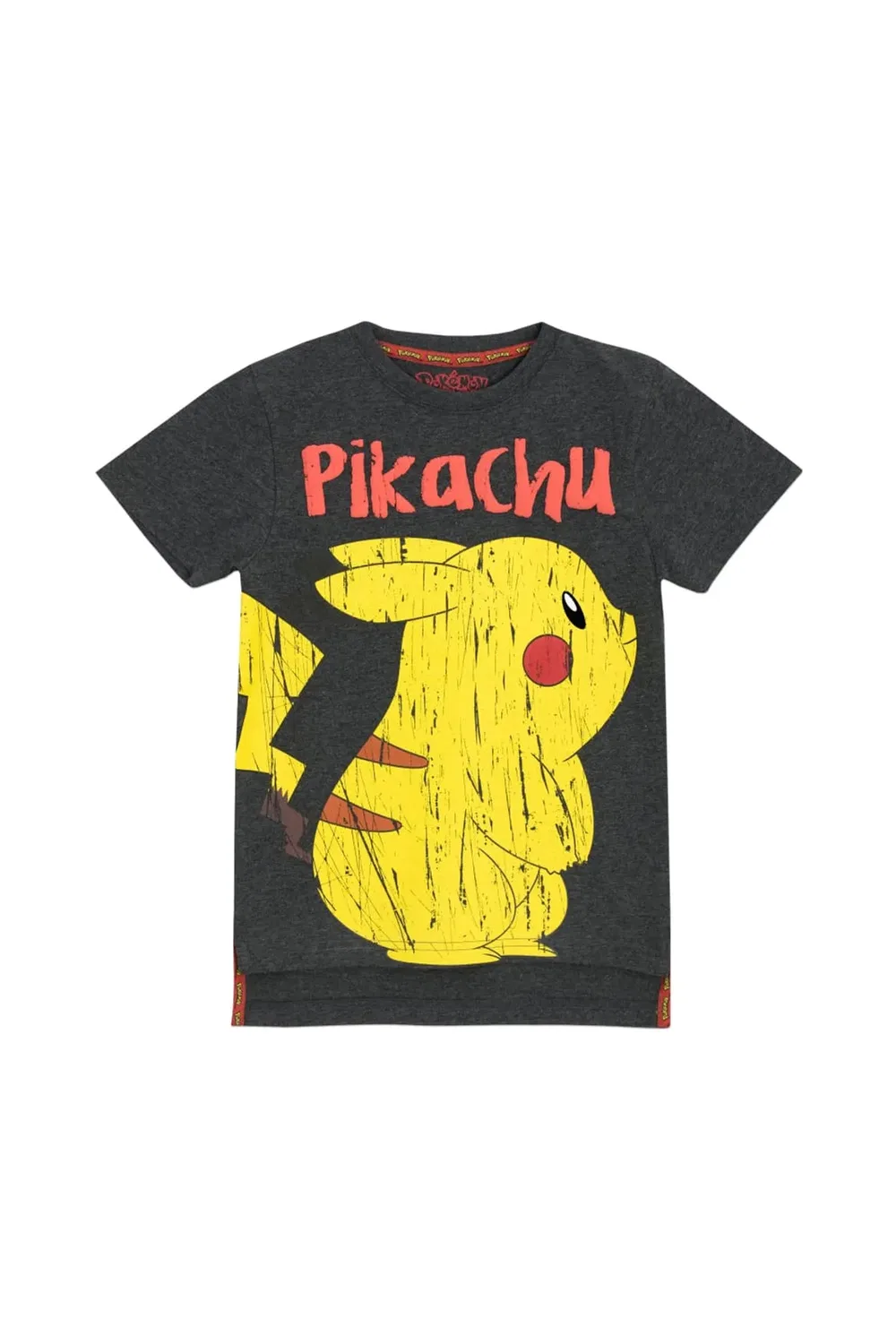 Футболка с принтом Pikachu Pokemon, Grey