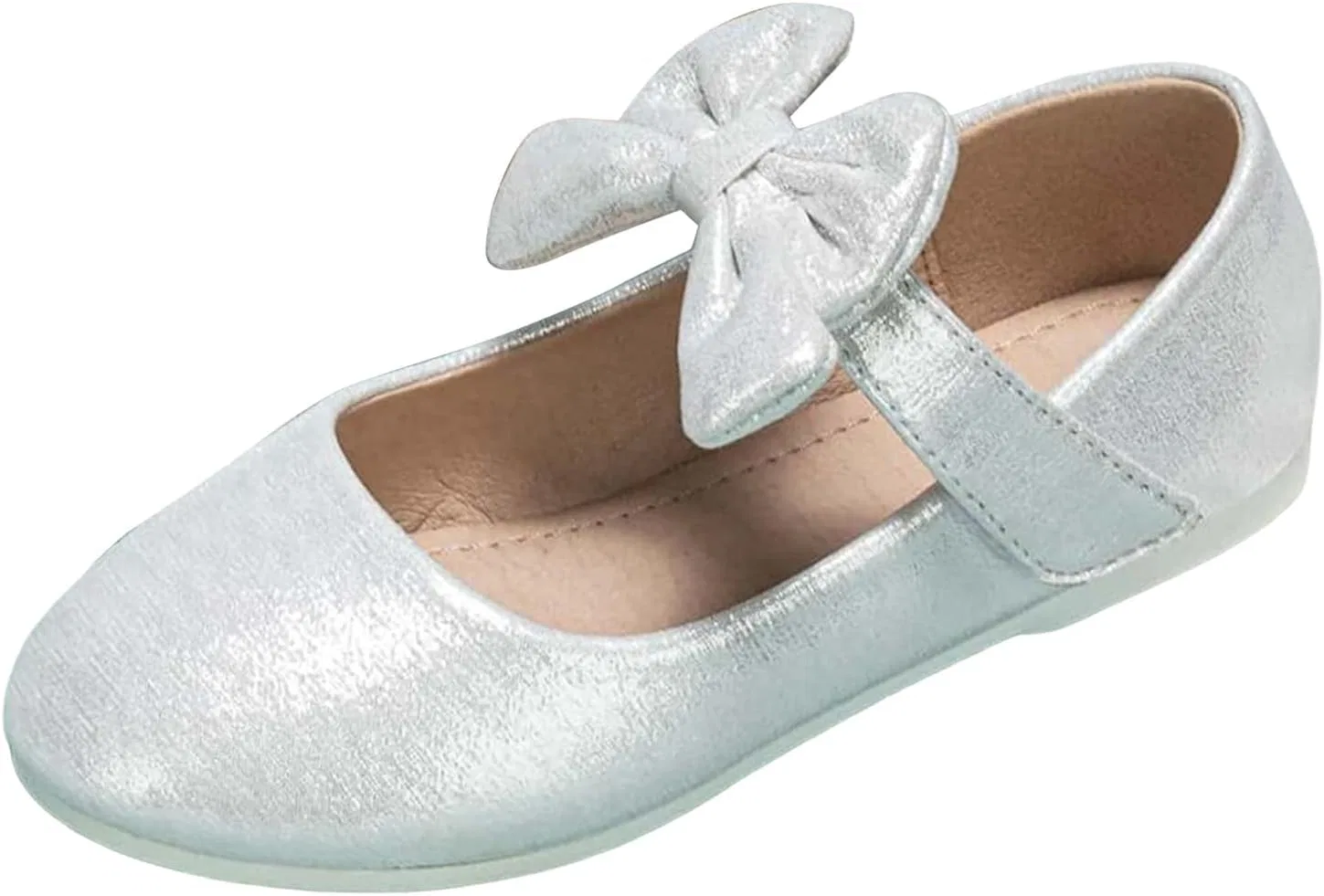 Детские балетки для девочек с бантом Mary Jane Shoes Ballet Bow, Silver