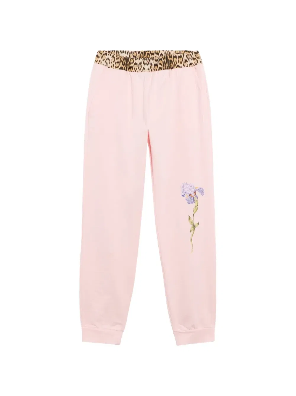 Спортивные брюки с поясом с леопардовым принтом Roberto Cavalli Junior, розовый