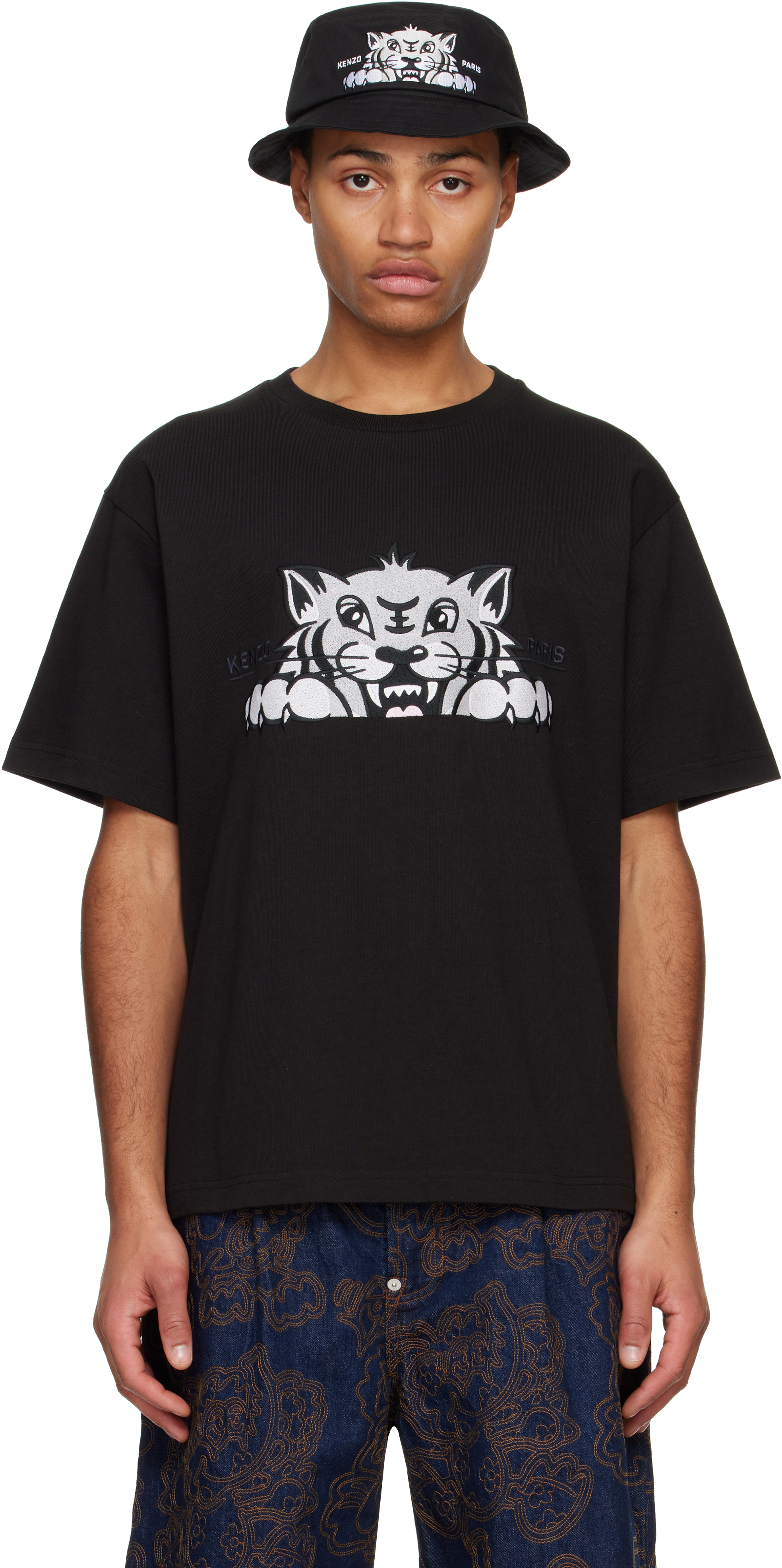 

Футболка с вышивкой «Парижский счастливый тигр» Kenzo