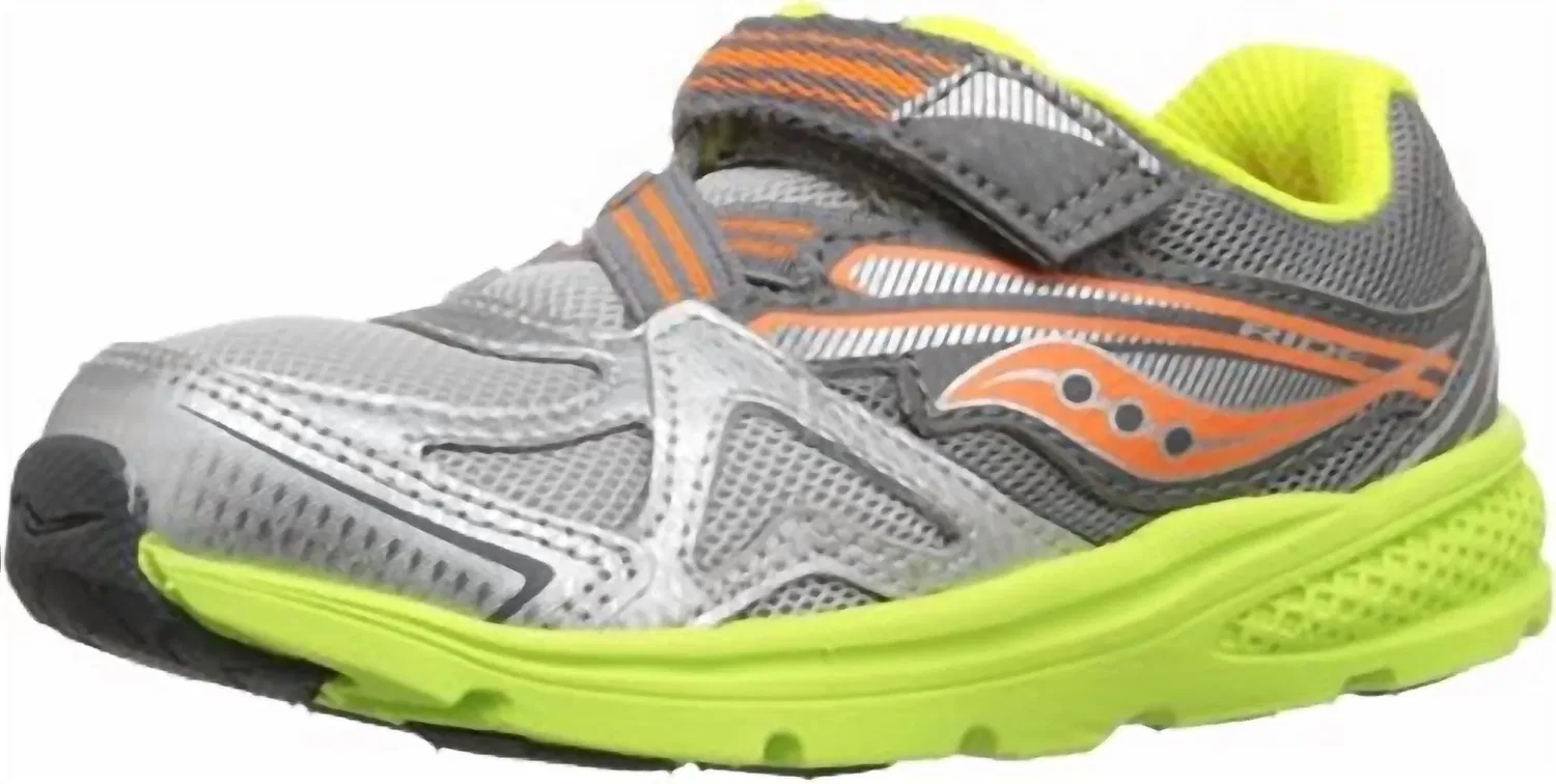 Детские кроссовки для мальчиков кожаные Baby Ride SAUCONY, Lime/Grey/Orange — фото 2