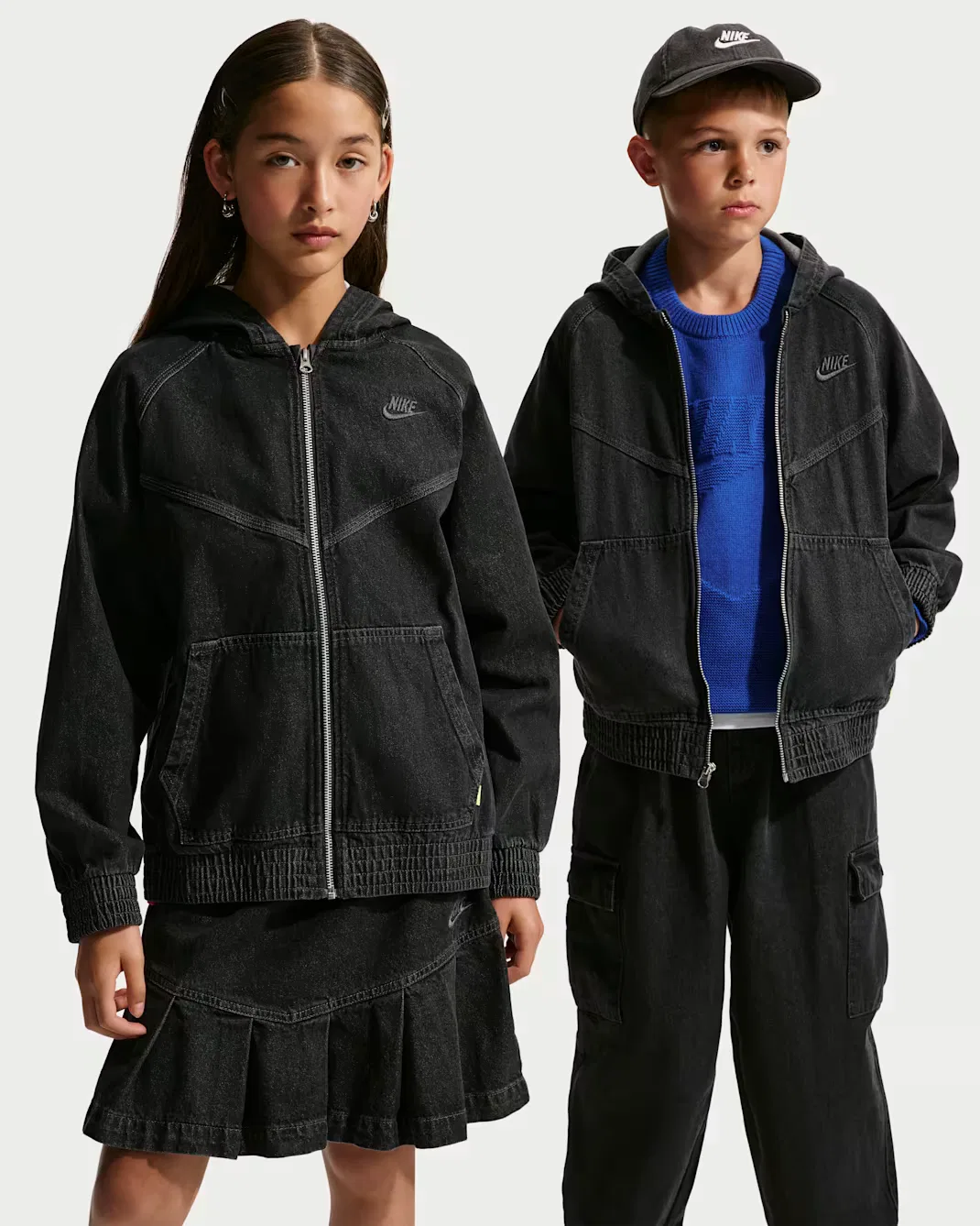 Джинсовая куртка на молнии с капюшоном для детей постарше Nike Sportswear Collection, Black/Anthracite/Anthracite/Anthracite