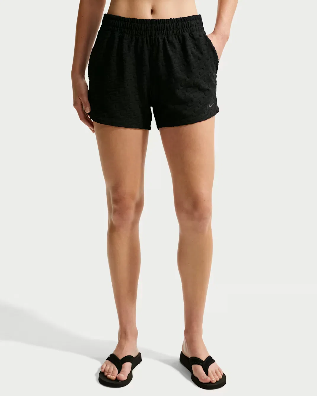 Женские шорты-накидка из махровой ткани Nike Swim Breaker, Black — фото 2