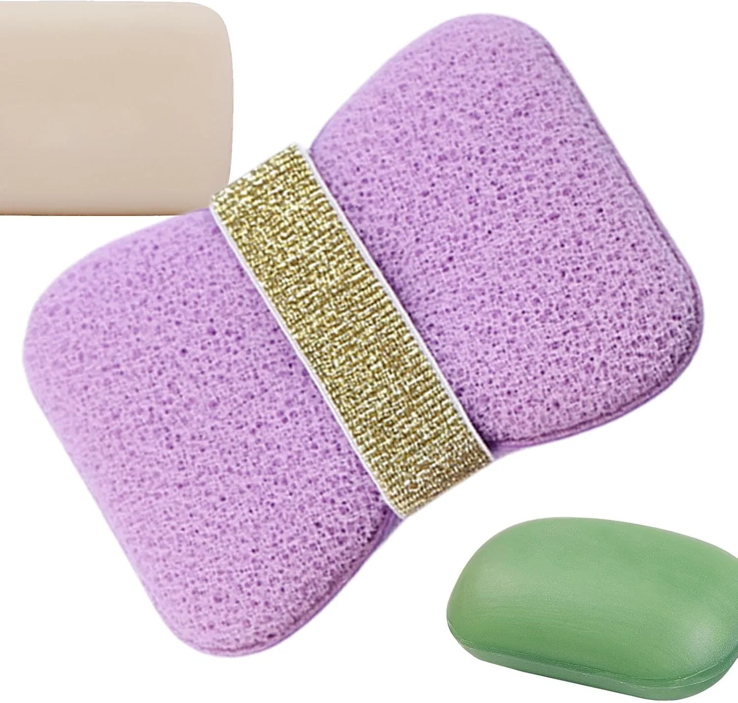 Мочалка для душа с мыльницей, Honeycomb Pattern, Rough Purple Generisch