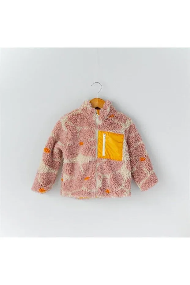 Детское пальто для девочек с принтом Faux fur girl's coat Mama Yoyo Baby&Kids, Flowery