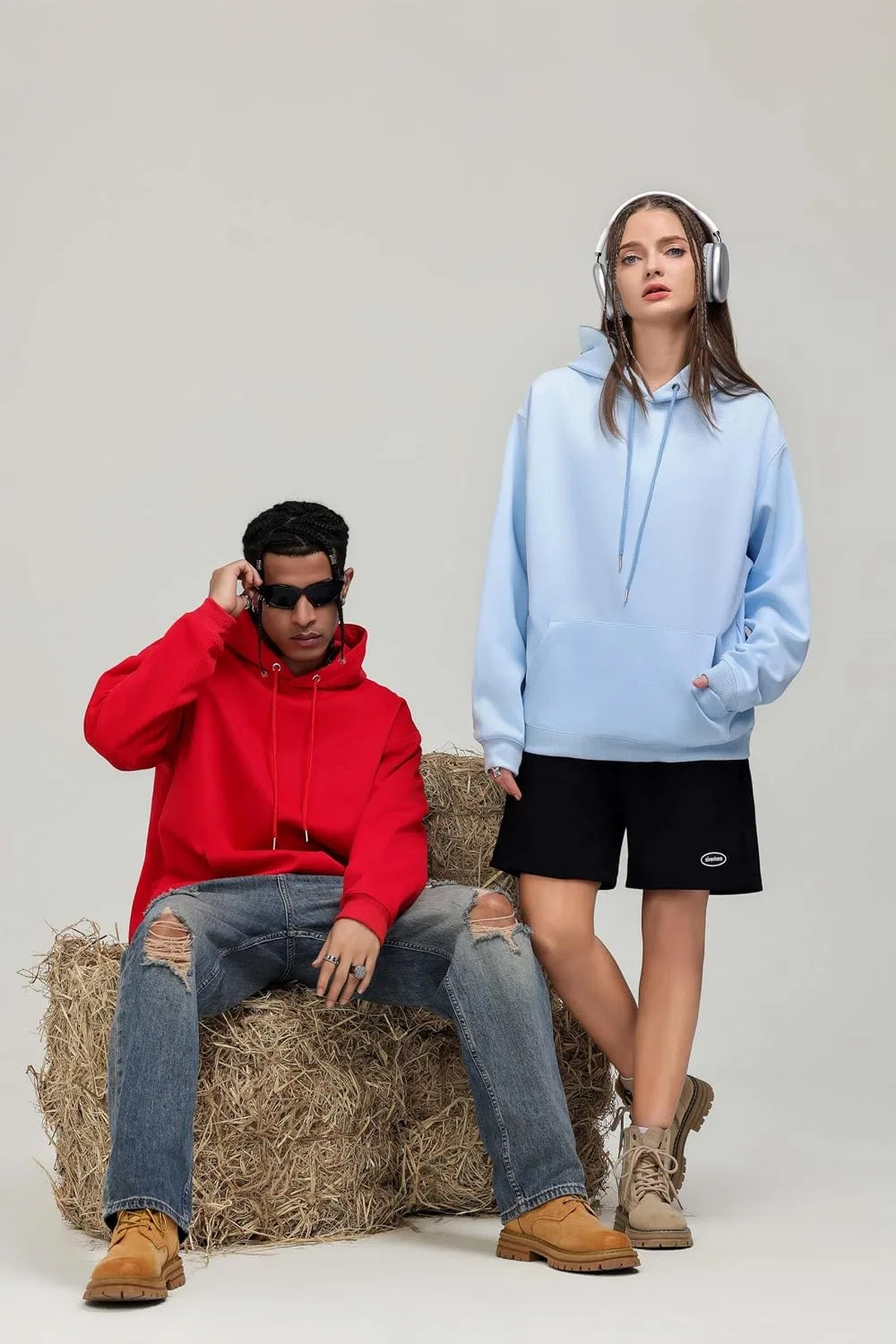 Мужская худи с принтом бабочки, Oversize, Blue — фото 3