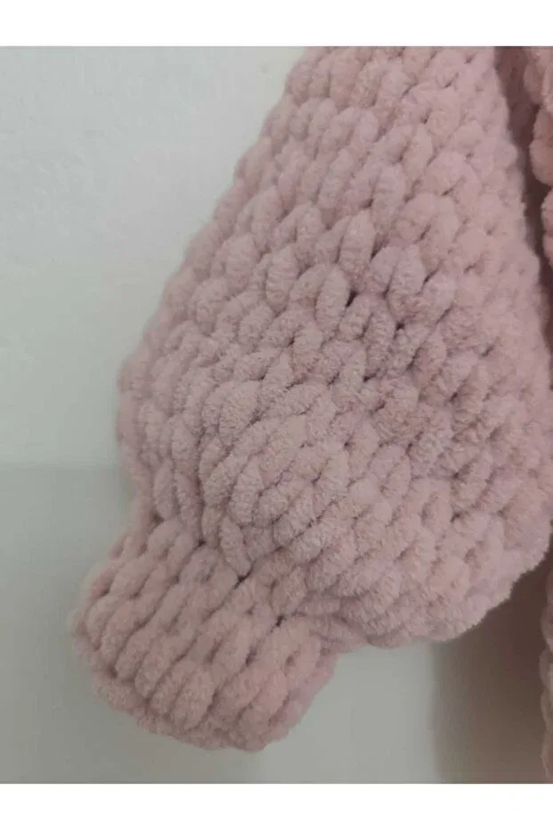 Детский кардиган для девочек с капюшоном Soft Puffy Fine Hand Knitted Baby Jacket Pufi Puf, Pink — фото 4
