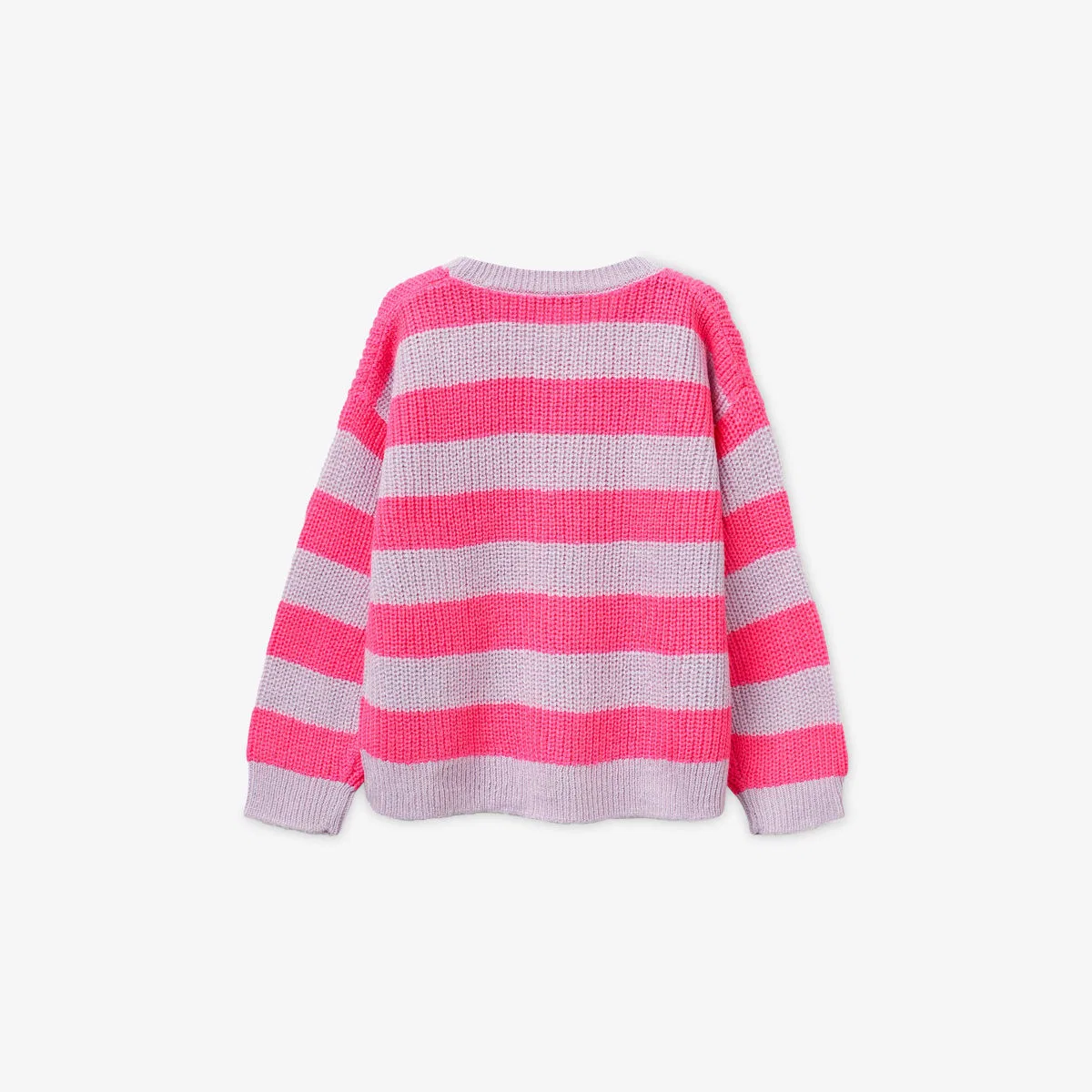 Вязаный джемпер в полоску свободного кроя, размер 18 месяцев - 5 лет Benetton, сиреневый — фото 3