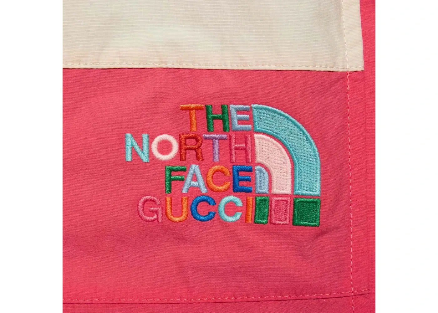 Женские хлопковые брюки Gucci x The North Face, цвет White/Dark Pink — фото 3