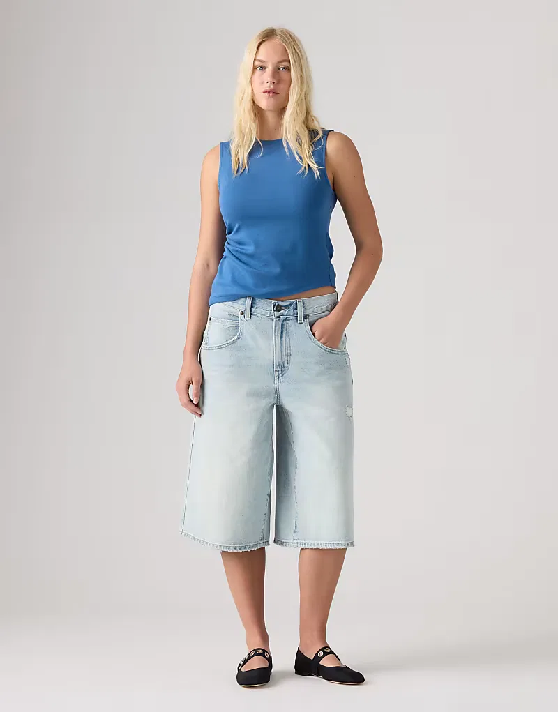 Джинсовые шорты Levi's Super baggy jort светло-голубой — фото 2