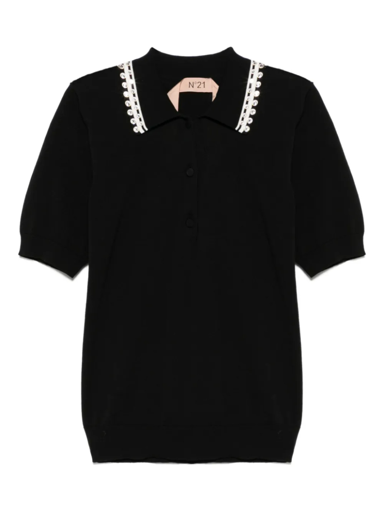 

Рубашка-поло Nº21 crystal-embellished polo top, черный