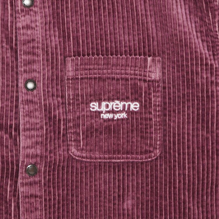 Рубашка Supreme Wide Wale Corduroy Snap Shirt Dusty Pink, розовый — фото 2