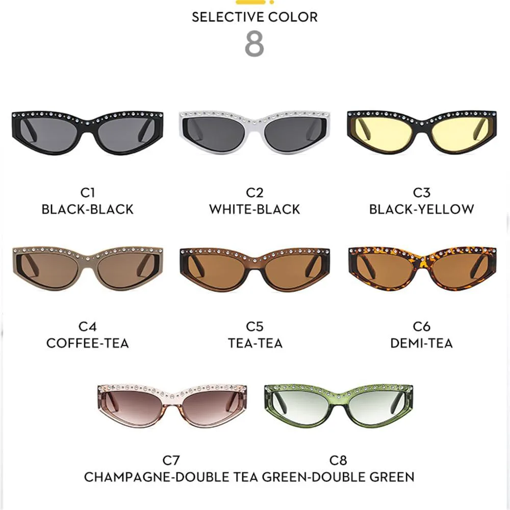 

Солнцезащитные очки UV400 с прозрачными линзами «кошачий глаз» и заклепками, для женщин и мужчин, для бега и занятий спортом на открытом воздухе UYPTK, Black Black