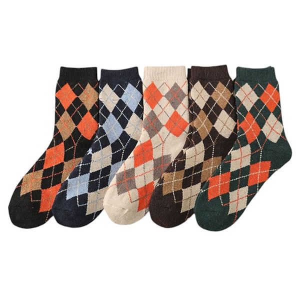 

Женские носки 5 шт, ассорти узоров, плотная вязка, клетка и праздничные принты Anna-Kaci, Plaid 2