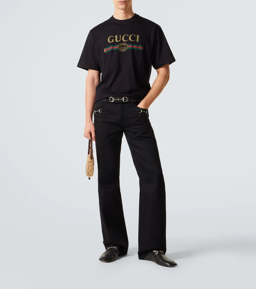 Футболка Gucci из хлопкового и шелкового трикотажа, черная — фото 2