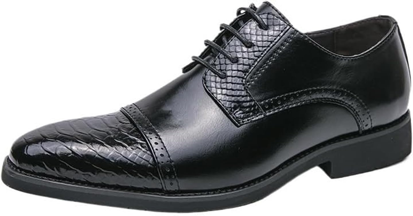 

Мужские классические туфли с текстурированным носком, каблук-блок, формальные оксфорды, ретро заостренные, с нескользящей подошвой, шнуровкой, деловые туфли для свадеб, офисов и вечерних мероприятий Nelsbrex, черный