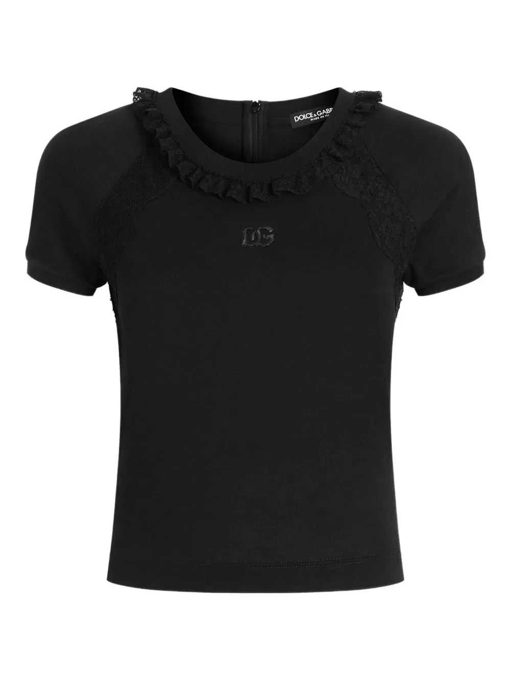 Футболка с кружевной отделкой Dolce & Gabbana, черный