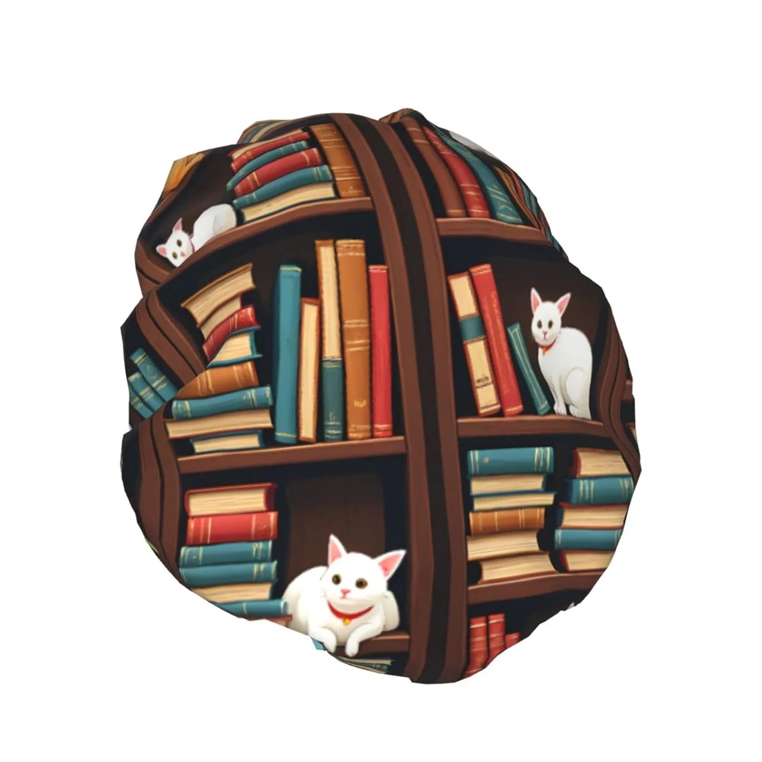 Женская водонепроницаемая шапочка для душа с узором «Книги и кошки» Zsuugj — фото 2