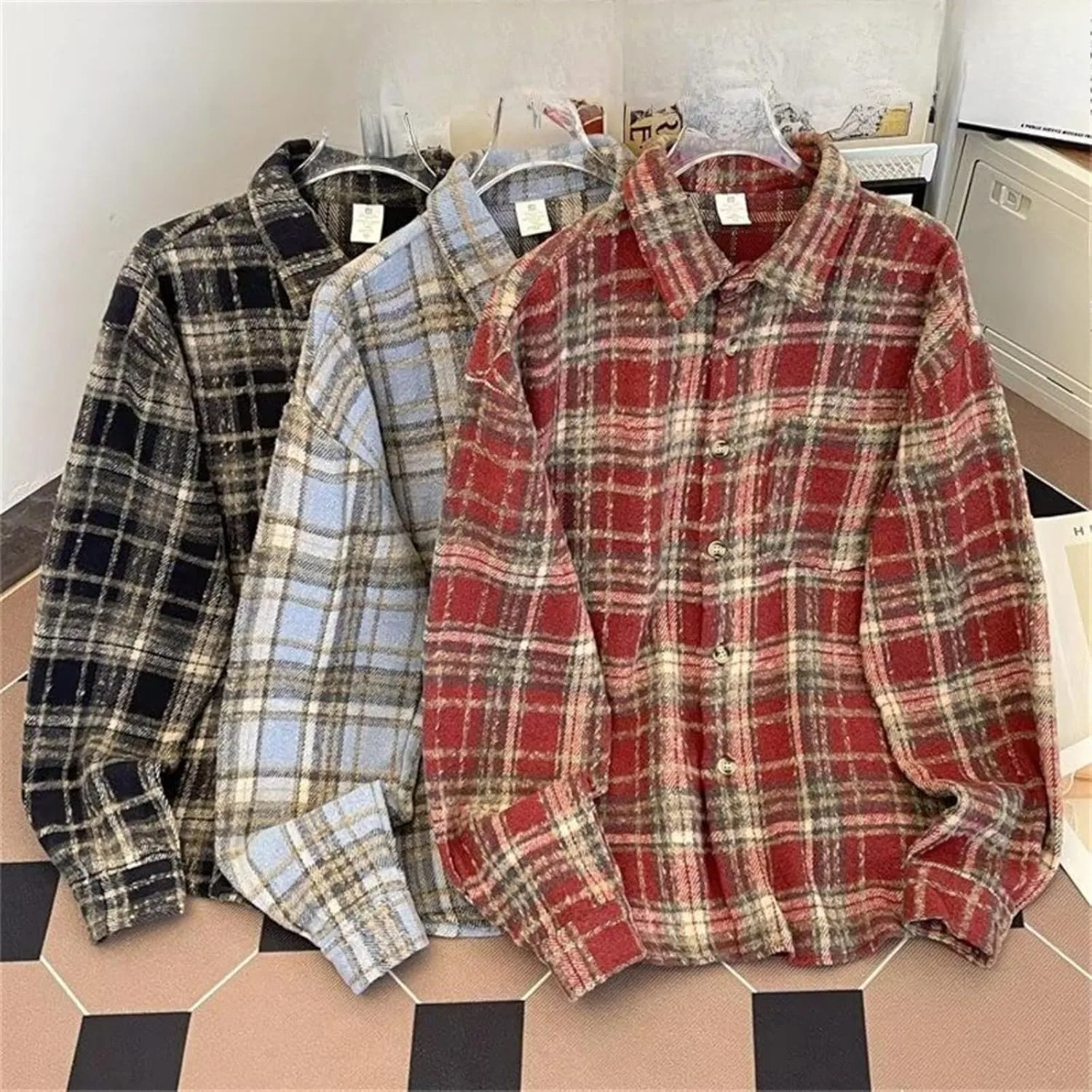 Блуза, клетчатая, Plaid Shirt, черный — фото 2
