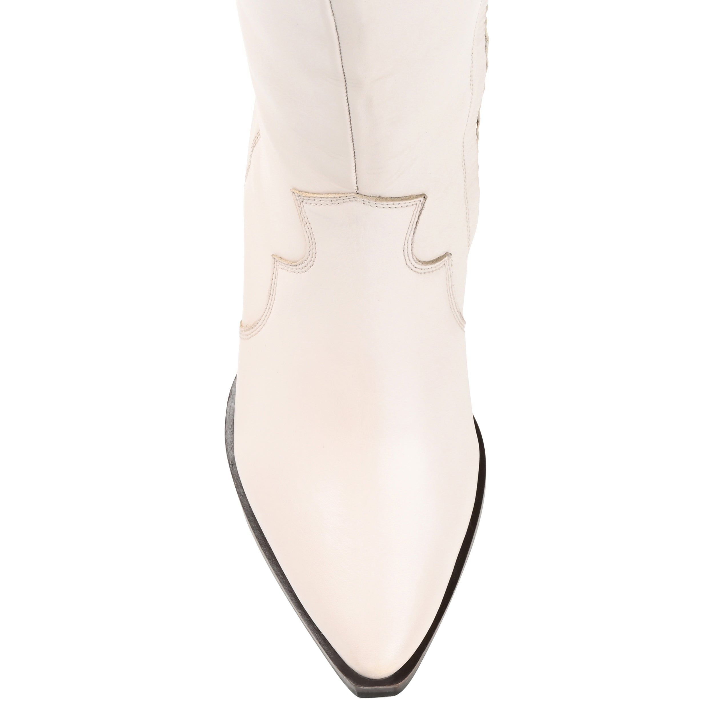 Женские сапоги Journee Signature из натуральной кожи Pryse Almond Toe с застежкой на липучке до колена, цвет bone — фото 4