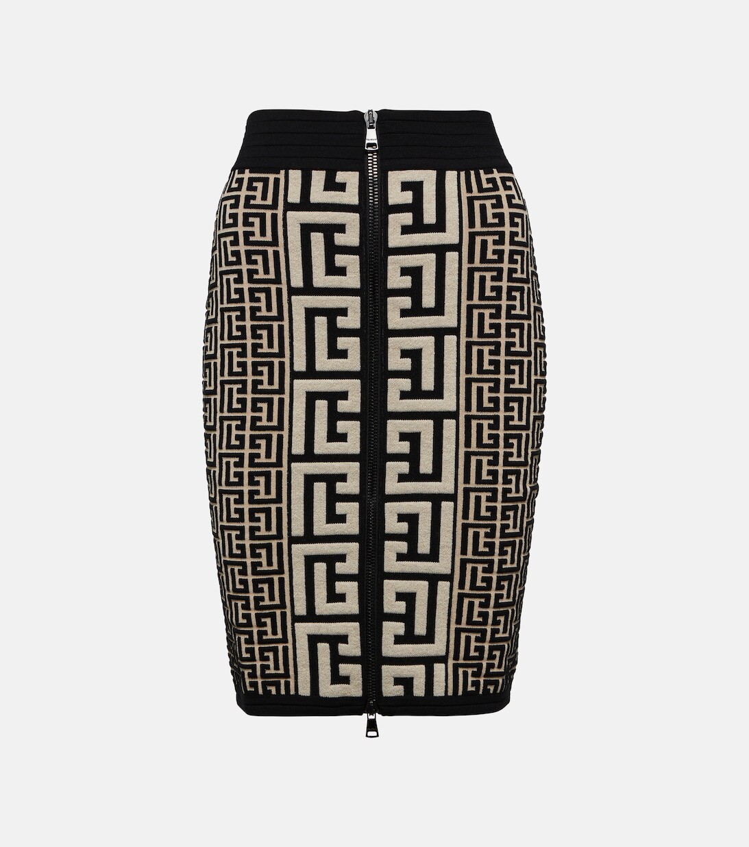 

Мини-юбка из смесовой шерсти с монограммой BALMAIN, черный