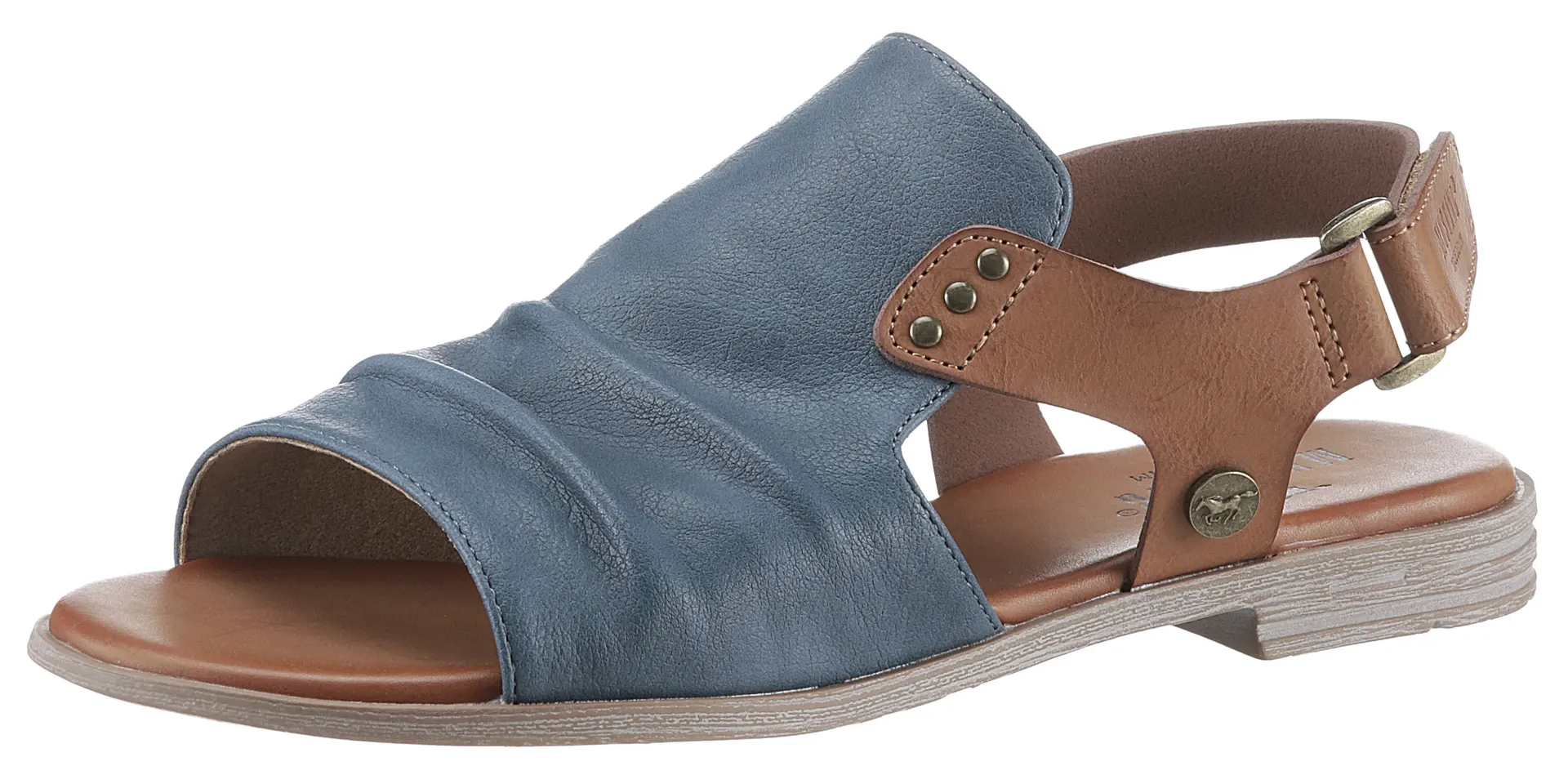 Босоножки Mustang Shoes с ремешками, летние туфли, босоножки, каблук-блок, с застежкой-липучкой, коричневый