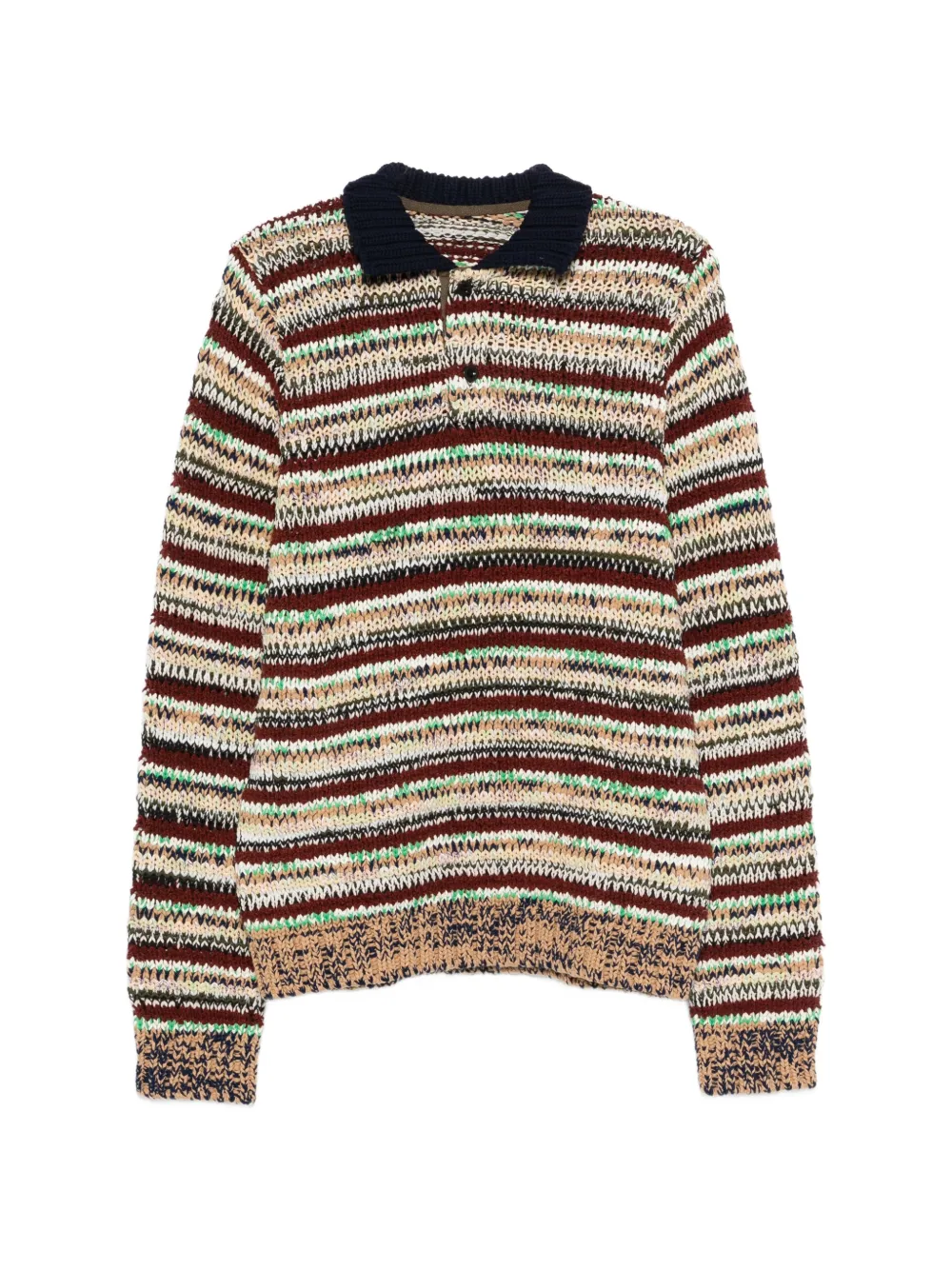 

Вязаное поло в полоску Sacai, коричневый