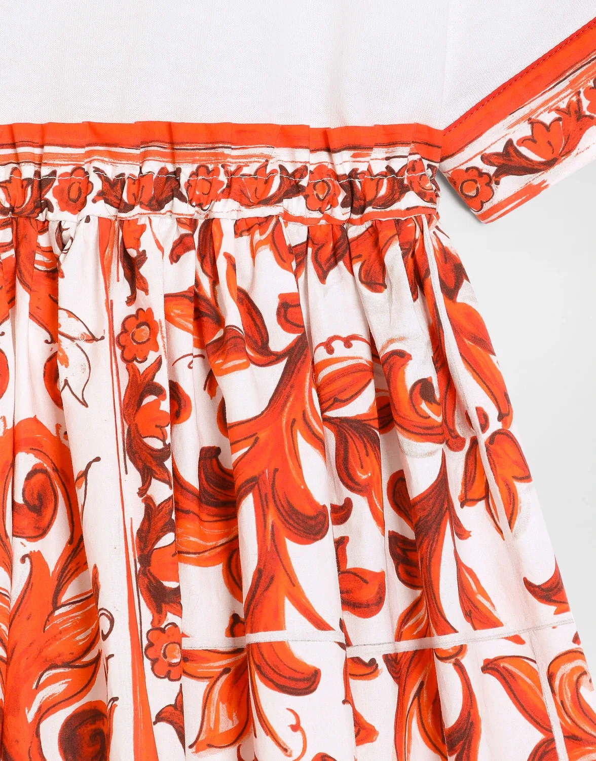 Платье Majolica-print из смешанных материалов DOLCE & GABBANA, бежевый — фото 3