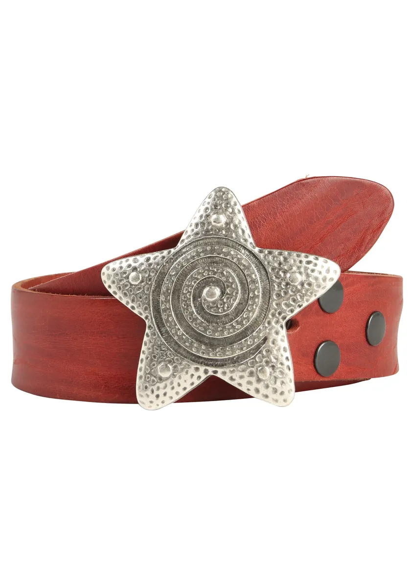 

Ремень кожаный LIFE RING by showroom 019°, со сменной застежкой "Starfish Silver" Rettungsring By Showroom 019°, красный