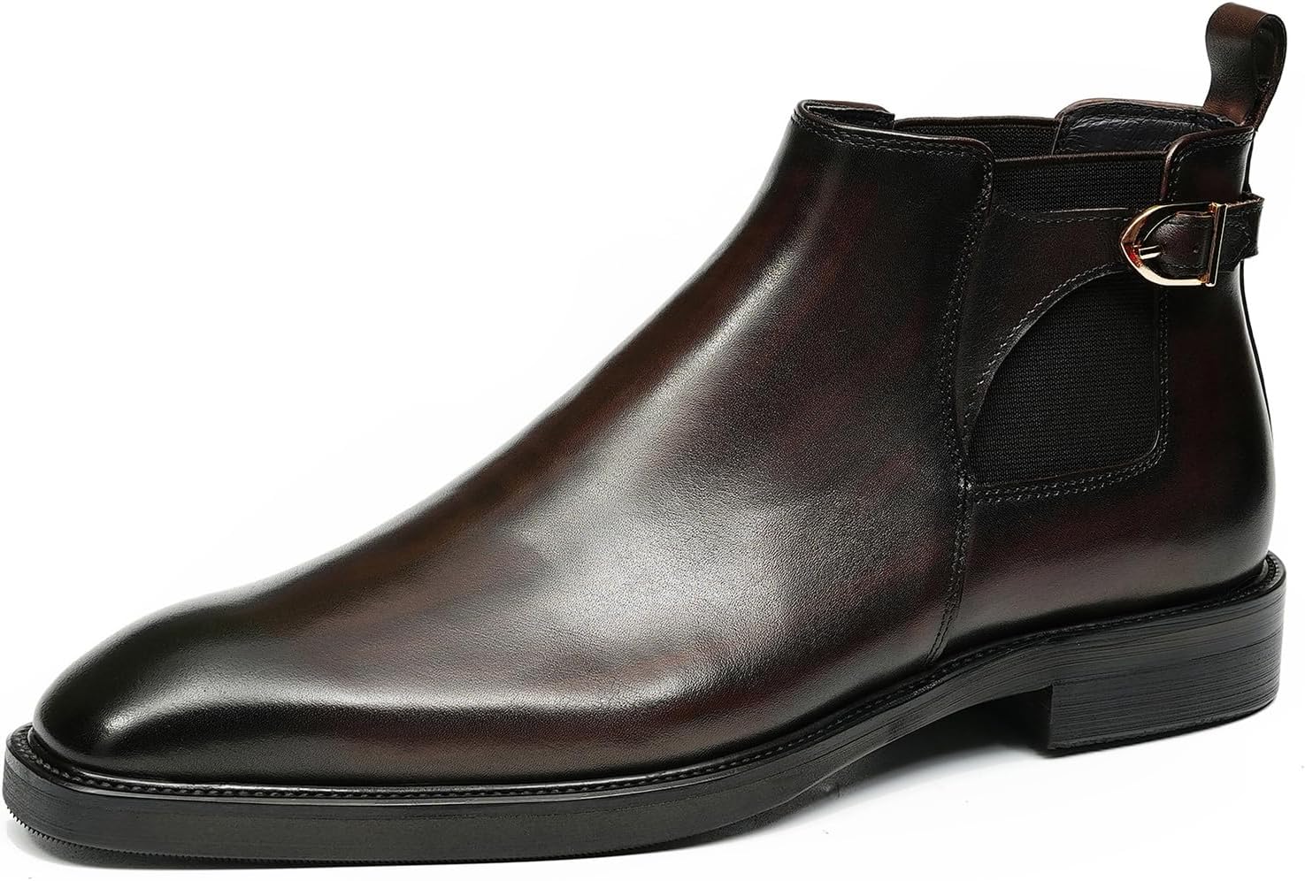 

Мужские зимние ботинки Santimon из натуральной кожи ручной работы с утеплителем из хлопка, стиль Челси, для формального образа с пряжкой, ботильоны, Coffee-w