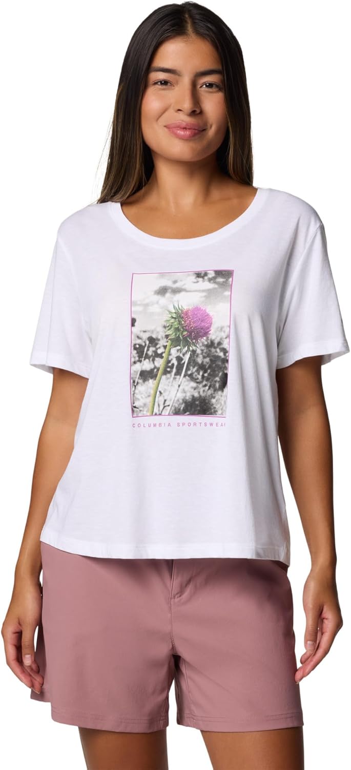

Женская футболка Columbia Ruby Springs с графическим принтом, круглым вырезом и короткими рукавами, White/Wanderlust Floral, Белый, Женская футболка Columbia Ruby Springs с графическим принтом, круглым вырезом и короткими рукавами, White/Wanderlust Floral