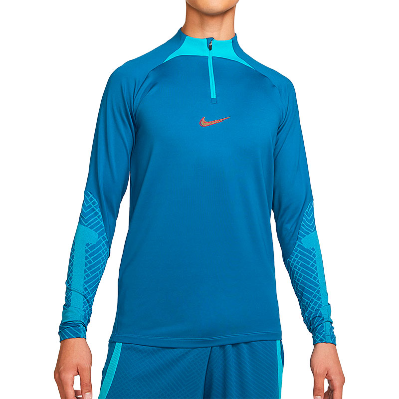 Футболка Men's Nike Soccer/Football Half Zipper Stand Collar Long Sleeves Pullover Blue T-Shirt DH8733-407 — фото 2
