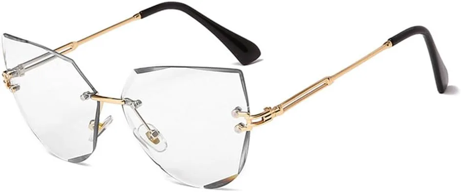 

Женские солнцезащитные очки без оправы "кошачий глаз" с металлическим оправой, защита от УФ-излучения UV400, формат A3, прозрачные DSVIGF, A3 -Transparent