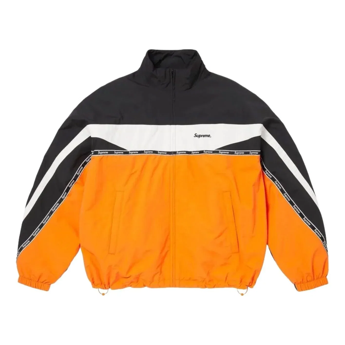 Спортивная куртка Supreme SS26 с логотипом и лентой, черный