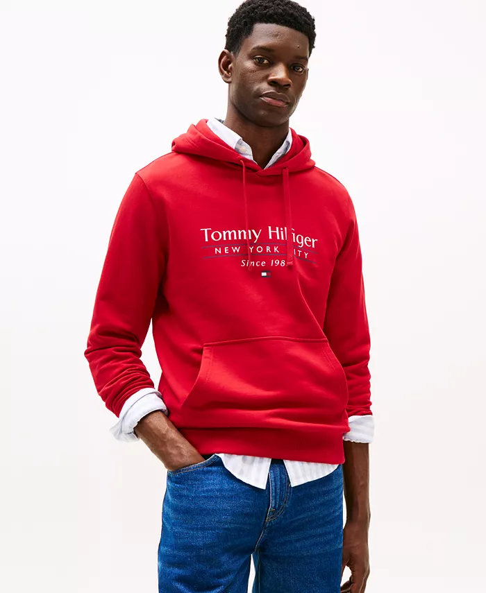 

Мужская толстовка с длинным рукавом и центральным логотипом Center Stack Logo Tommy Hilfiger, красный