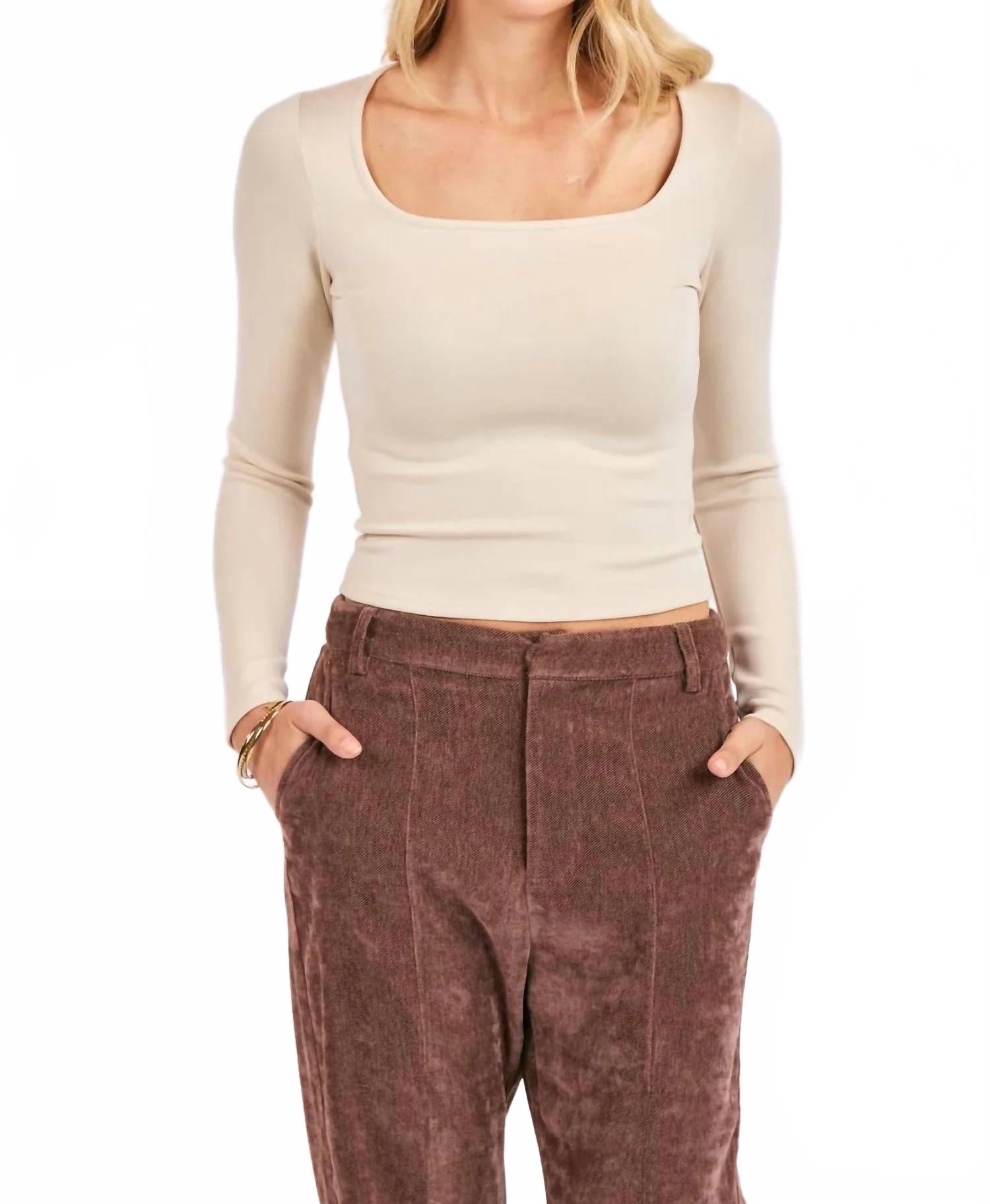 

Sadie & Sage Топ с высоким квадратным вырезом Hustle, кремовый