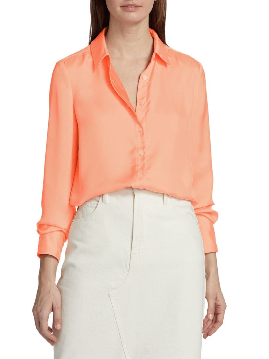 

Двусторонняя атласная рубашка Libby Derek Lam 10 Crosby, цвет Sunset Sherbert