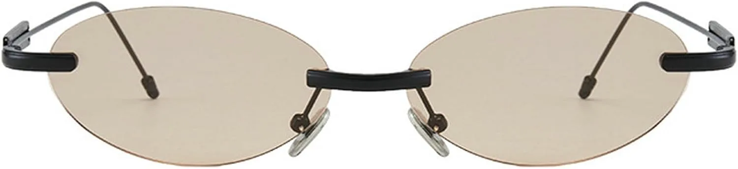 

Солнцезащитные очки в овальной оправе для женщин и мужчин, роскошные винтажные солнцезащитные очки без оправы, модные женские солнцезащитные очки mincl, Champagne