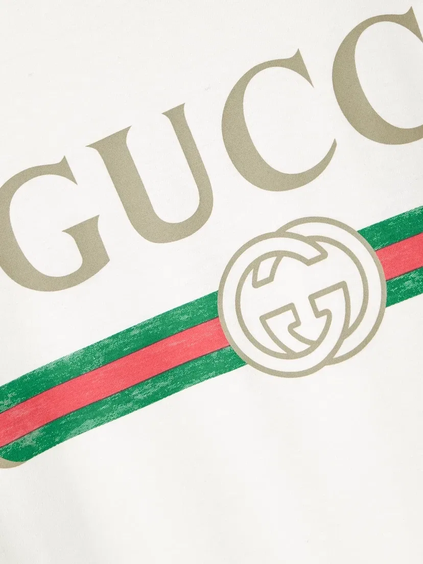 Футболка GUCCI Оверсайз с принтом, трикотаж, белый — фото 4