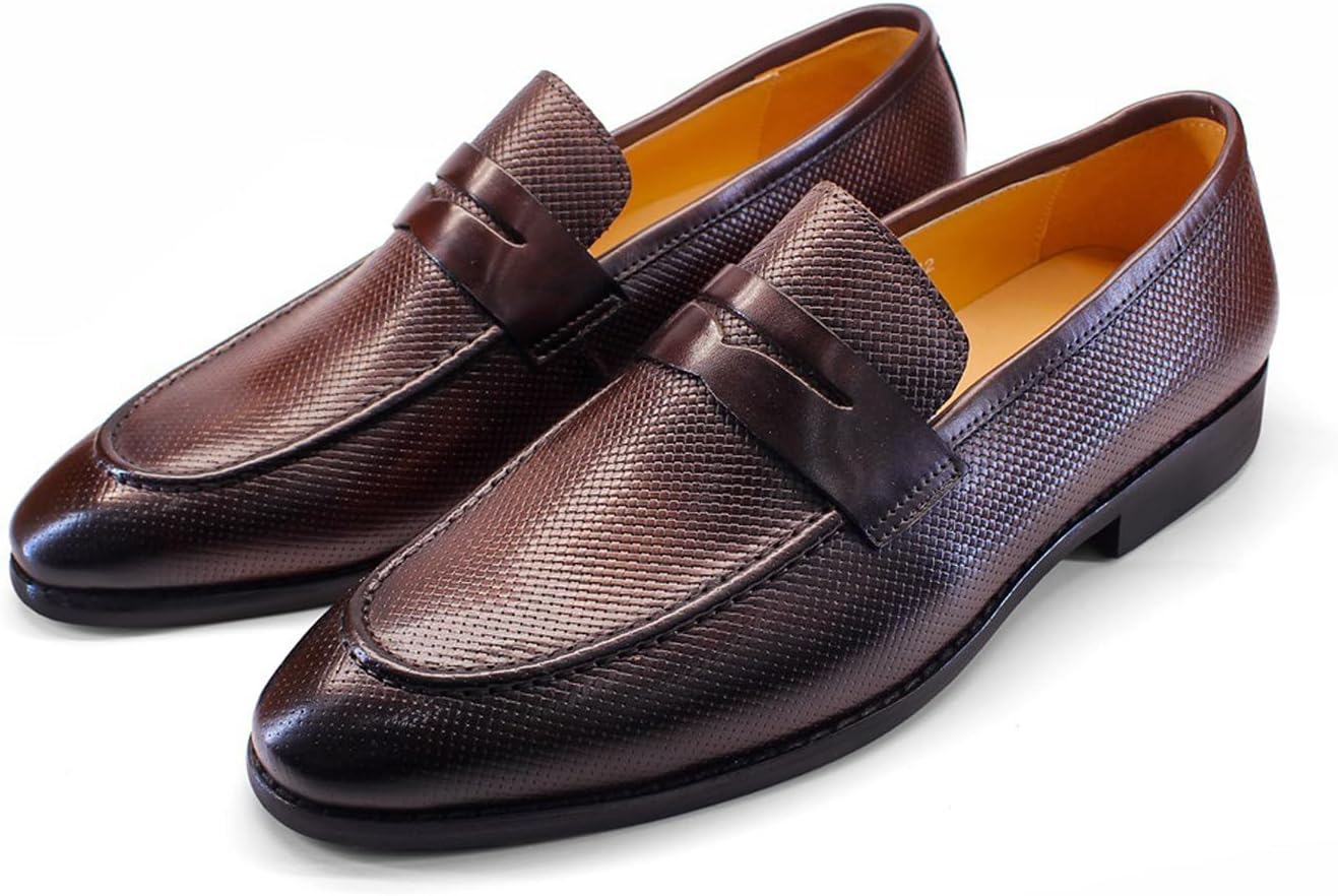 

Мужские лоферы Santimon без застежек - классические туфли из кожи первого сорта с отделкой 'пэнни' для мужчин - стильные деловые и повседневные туфли для офиса, свадьбы и вечеринок, Coffee