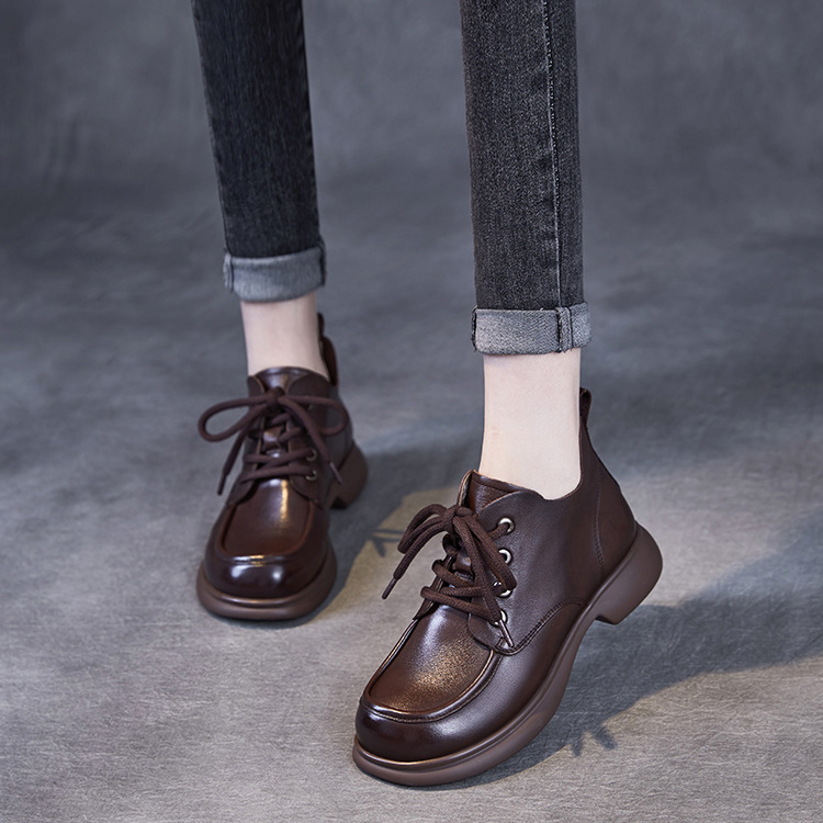 Devanro Женские полусапожки на каблуке 3,5 см тёмно-коричневые, цвет Dark Brown — фото 3