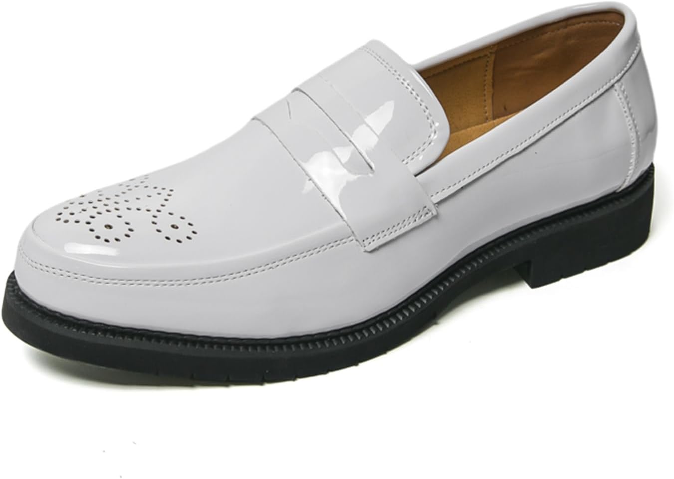 

Мужские слипоны QKLMWES из лакированной кожи, классические лоферы с круглым носком, низкий каблук, противоскользящие, удобные, нарядные туфли для бизнеса, официальных мероприятий, офиса, повседневной носки и прогулок, белый