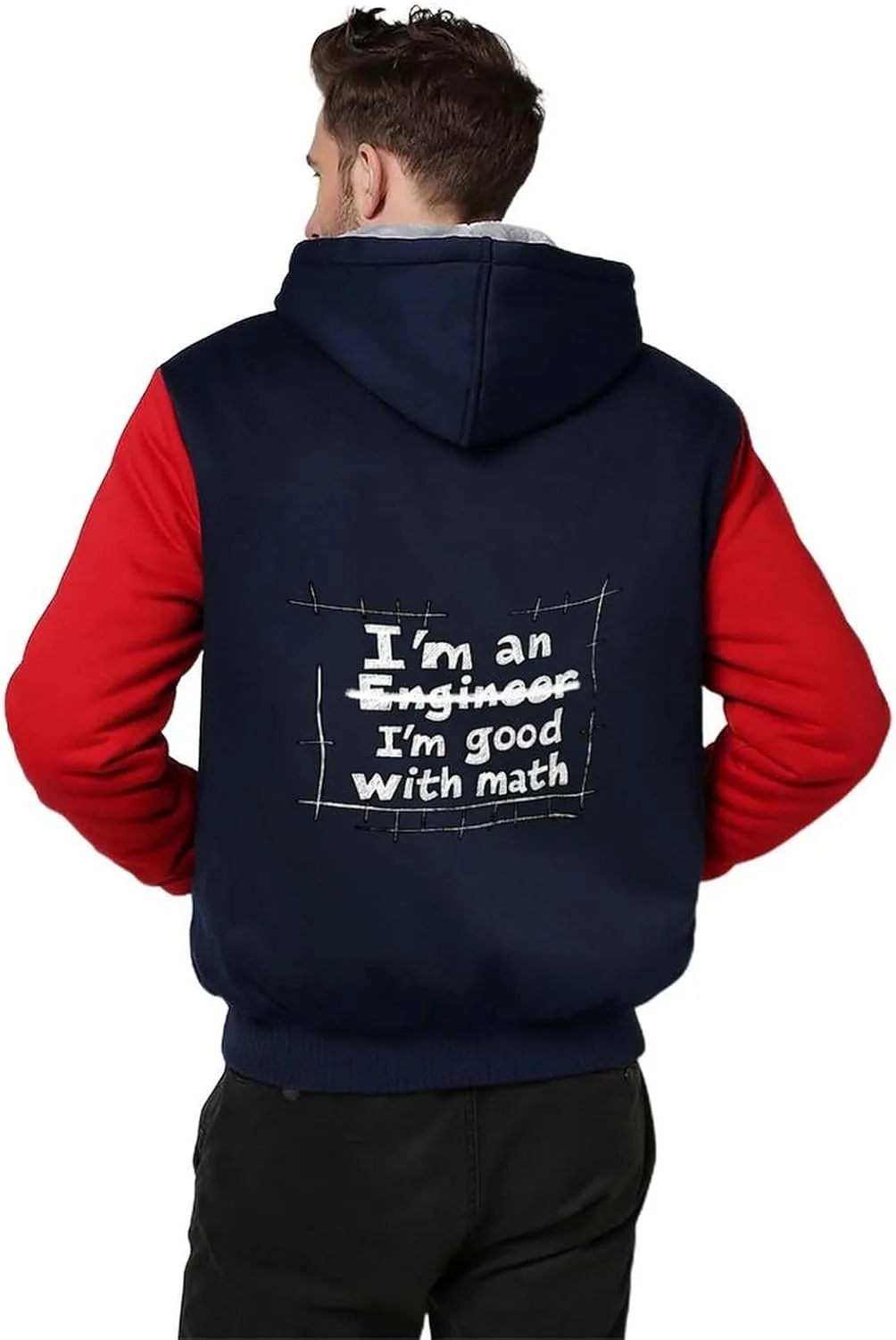Толстый флисовый худи с карманами Engineer Good with Math для мужчин Generic, красный — фото 2