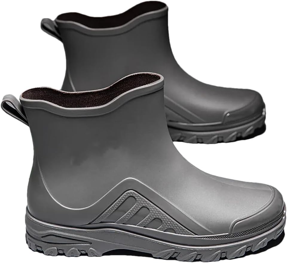 

Мужские рыбацкие ботинки Wjnvfioo для активного отдыха, нескользящие, водонепроницаемые резиновые сапоги для рыбалки, серый