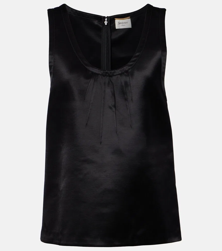 Атласный топ Кассандра Saint Laurent, черный